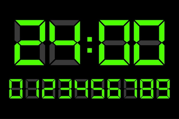 Digital clock number set Electronic figures Led digit set Vector illustration EPS 10 Stock image