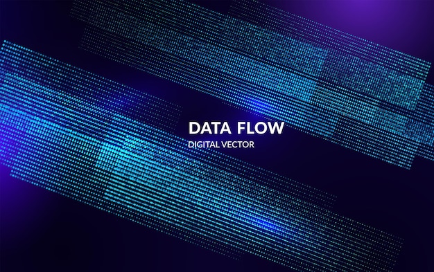 Digital data flow vector background with binary pattern and global data stream Technology concept for analytics and information systems