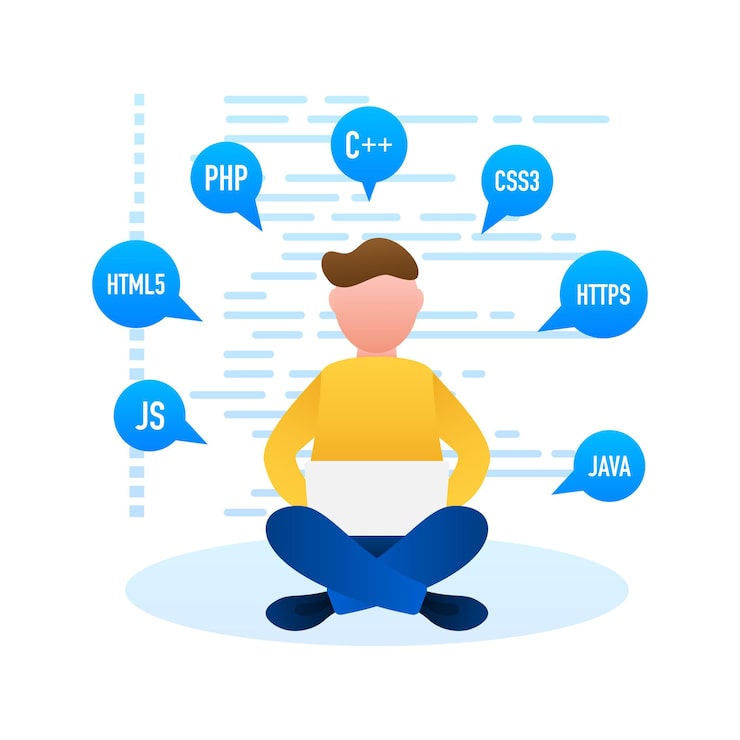 Vektor digital java-kode tekst. vektorkonsept for dataprogramvarekoding. programmeringskoding script java, digital programkode på skjermen illustrasjon. vektorillustrasjon