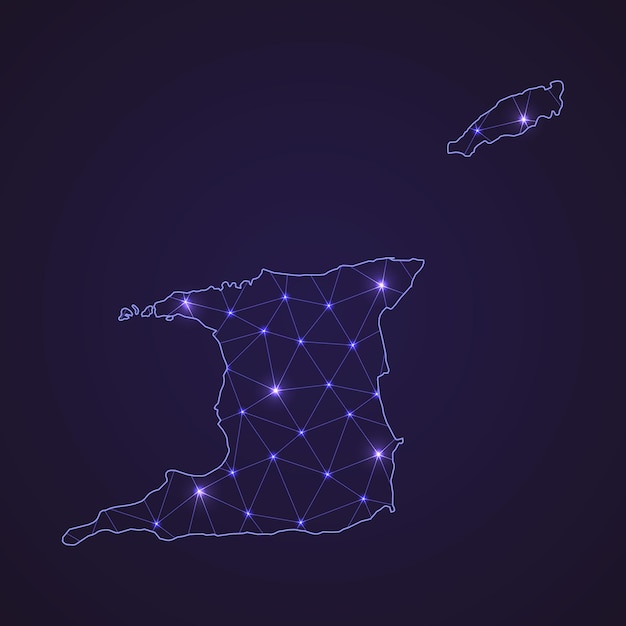 Digital network map of Trinidad and Tobago. Abstract connect lin