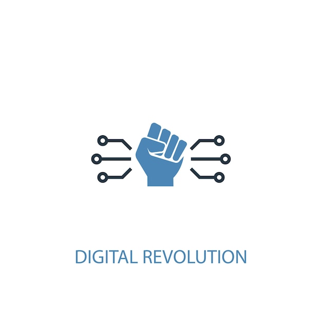 Digital revolution concept 2 colored icon. Simple blue element illustration. digital revolution concept symbol design. Can be used for web and mobile UI/UX