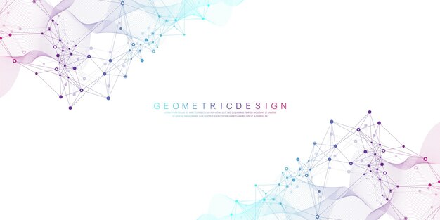 Digits abstract background with connected line and dots