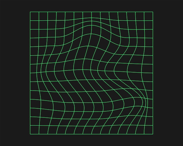 distorted cyber grid cyberpunk geometry element y2k style isolated green mesh