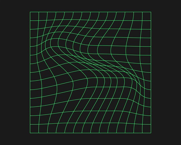 distorted cyber grid cyberpunk geometry element y2k style isolated green mesh