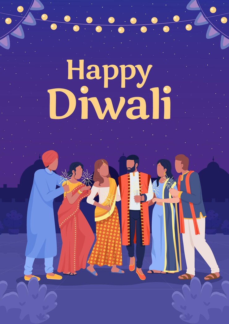 Diwali celebration flat vector banner template