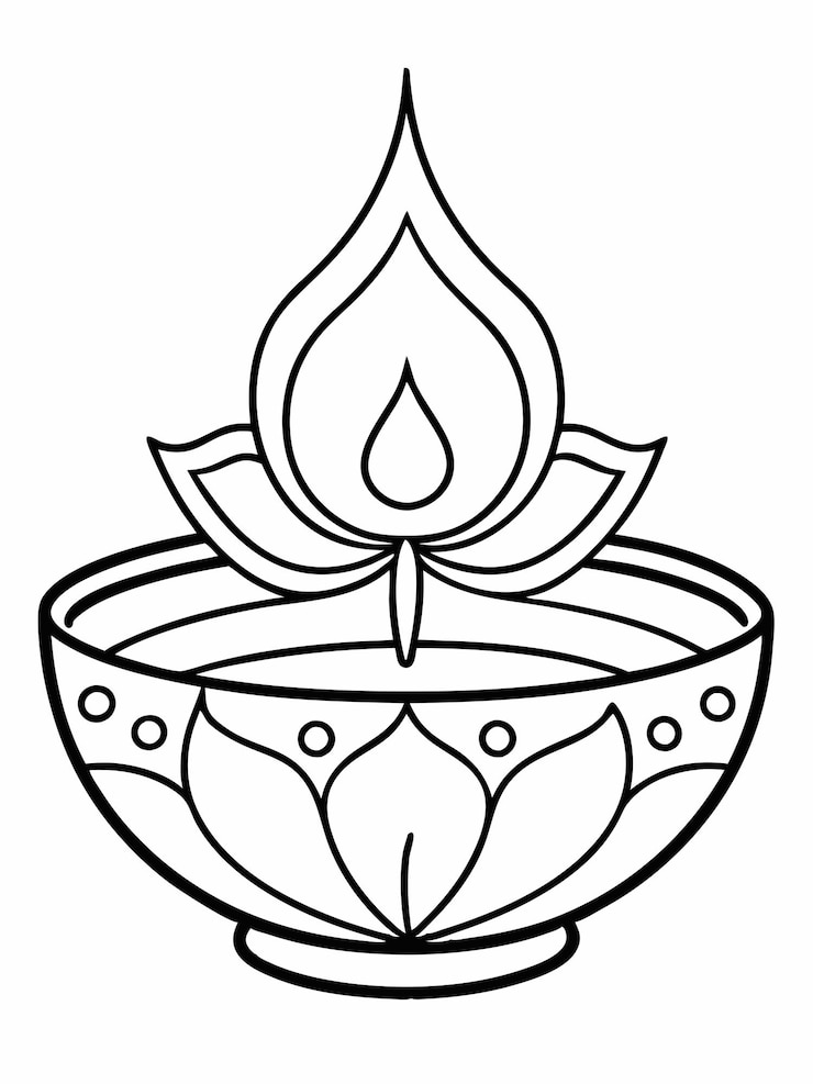 Vektor diwali diyas colouring book pages for children and adults with vector design