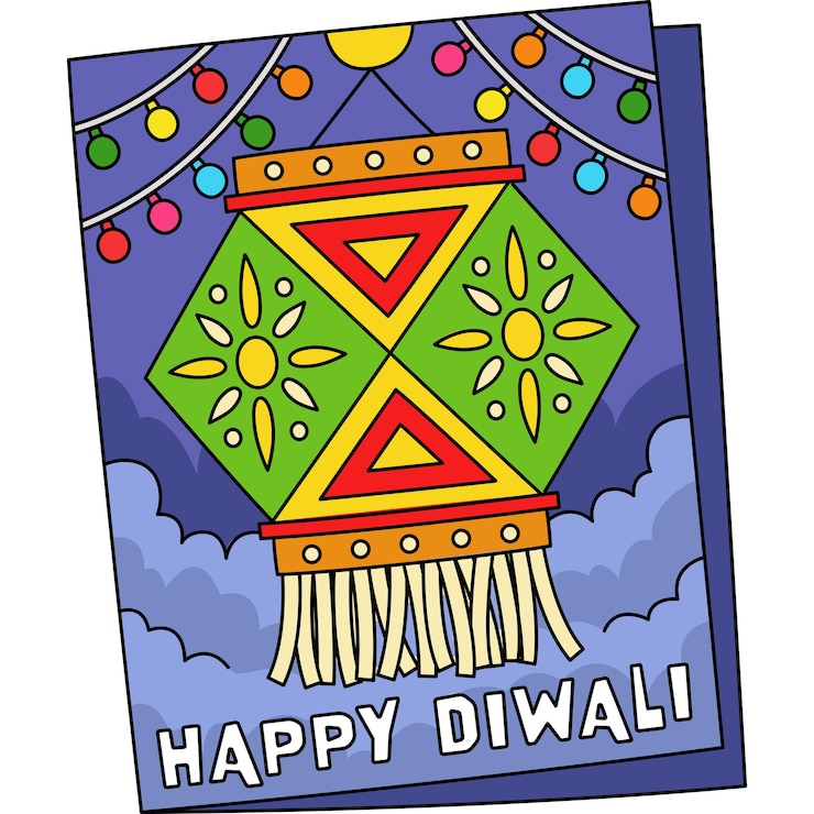 Vektor diwali greeting cards cartoon colored clipart