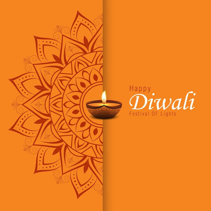 Vektor diwali lys i india på oransje bakgrunn