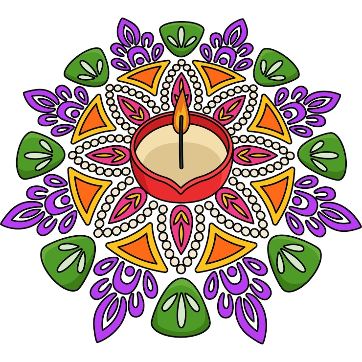 Vektor diwali rangoli cartoon colored clipart