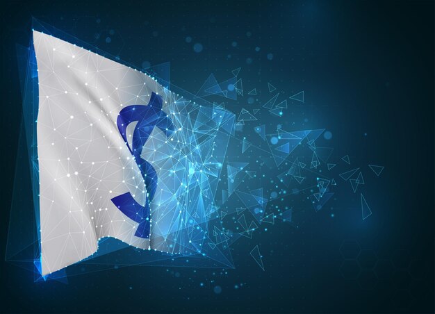 Dollar currency flag, virtual abstract 3D object from triangular polygons on a blue background