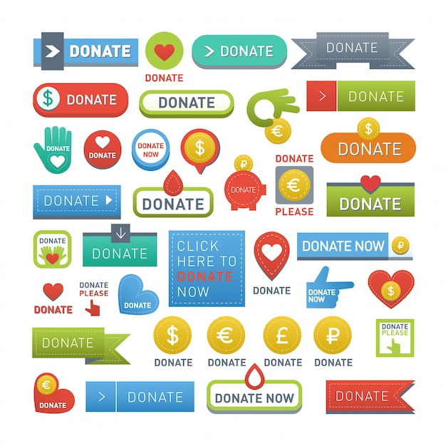donate buttons  set.