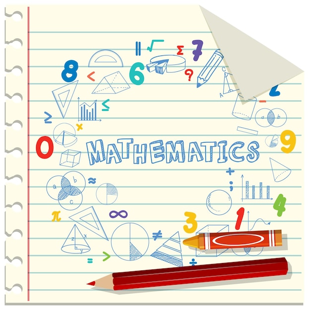 Doodle math formula with Mathematics font on notebook page