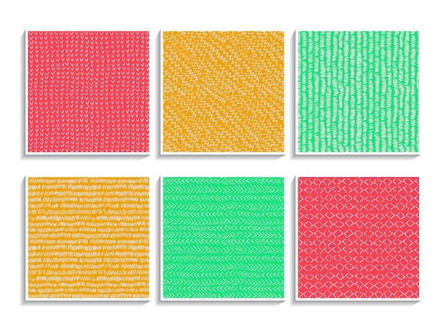 Doodle patterns set Simple sketch textures Colorful doodle patterns collection