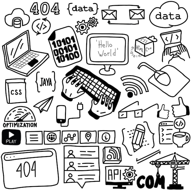 doodle seamles pattern programmer items web development objects software development