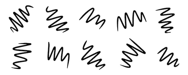 Doodle spring and spiral set hand drawn coil icons Vector flexible metal lines for your design