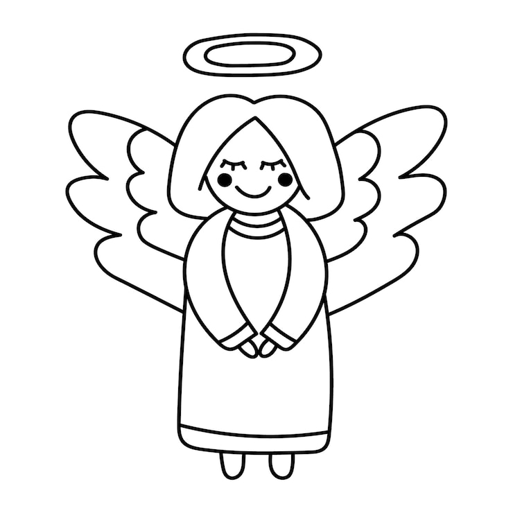 Vektor doodle sticker angel for christmas, easter and birthday
