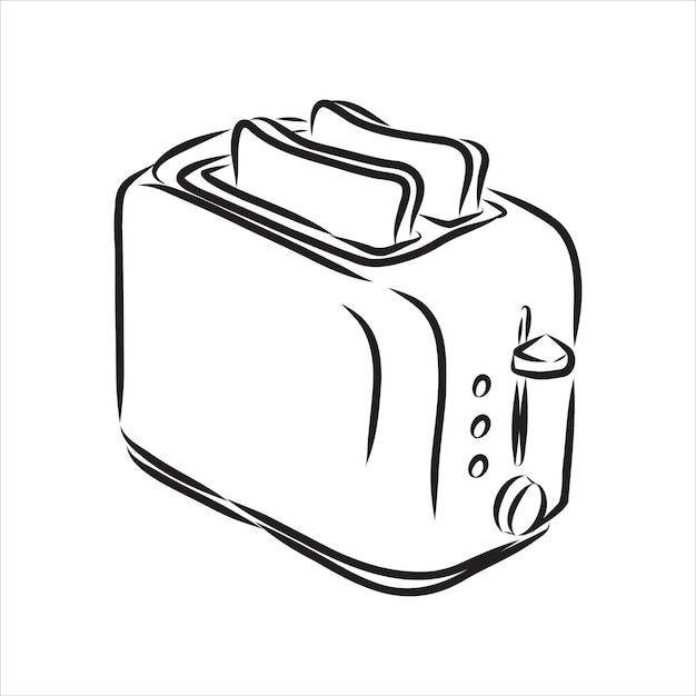 Doodle style breakfast toaster illustration in vector format. toaster vector sketch