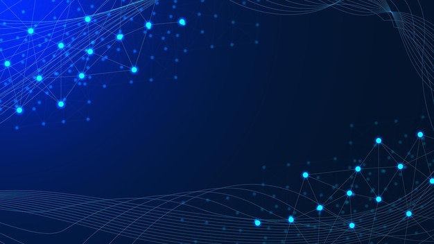 Dots and lines background network connections with glowing particle for backdrop