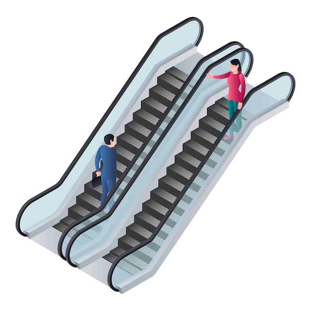 double escalator icon isometric of double escalator vector icon for web design isolated on white background