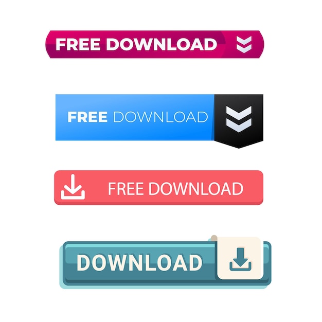 download buttons design set on transparent background click push button isolated