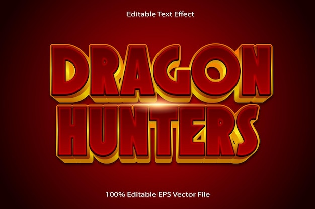 Dragon Hunters Editable Text Effect Emboss Cartoon Gradient Style