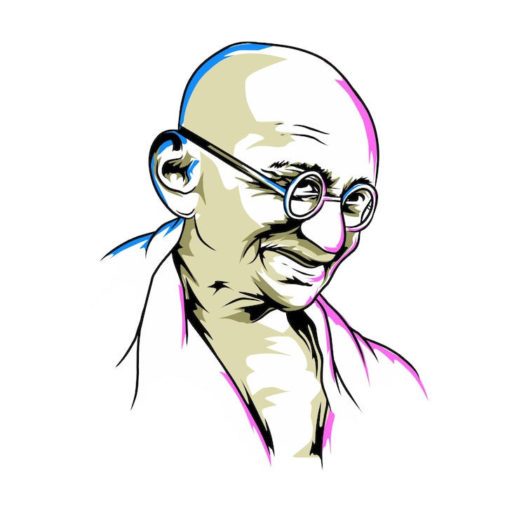 Vektor drawing or sketch of father of indian nation