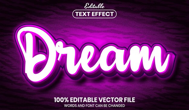 dream text, font style editable text effect