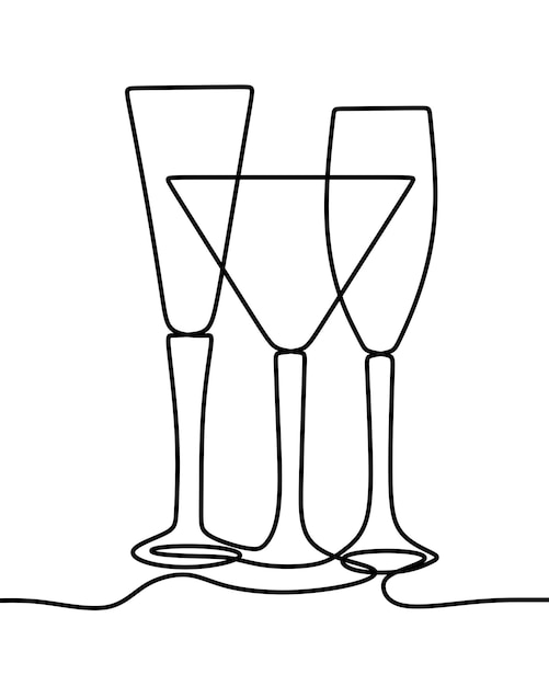 drinking glass with drink online continuous single line art