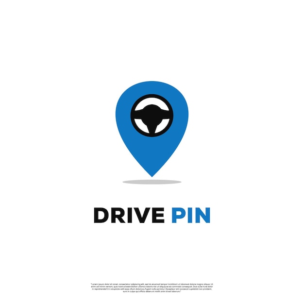 driver pin logo design on isolated background steering wheel with pointer logo concept