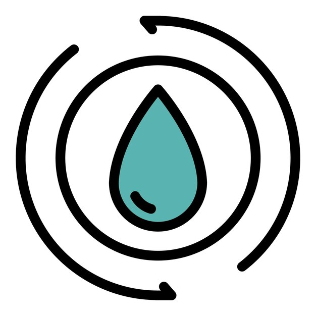 Drop in a circle icon Outline drop in a circle vector icon color flat isolated