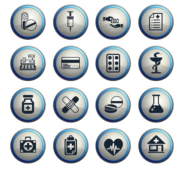 Drug store web icons for user interface design