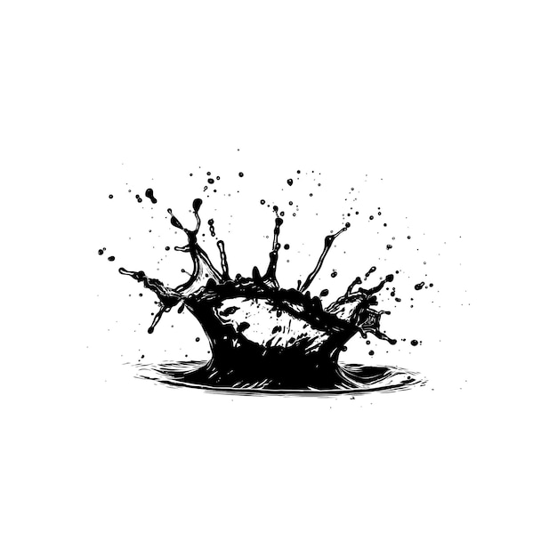 Dynamic Black Ink Splash on White Background Vector illustration design