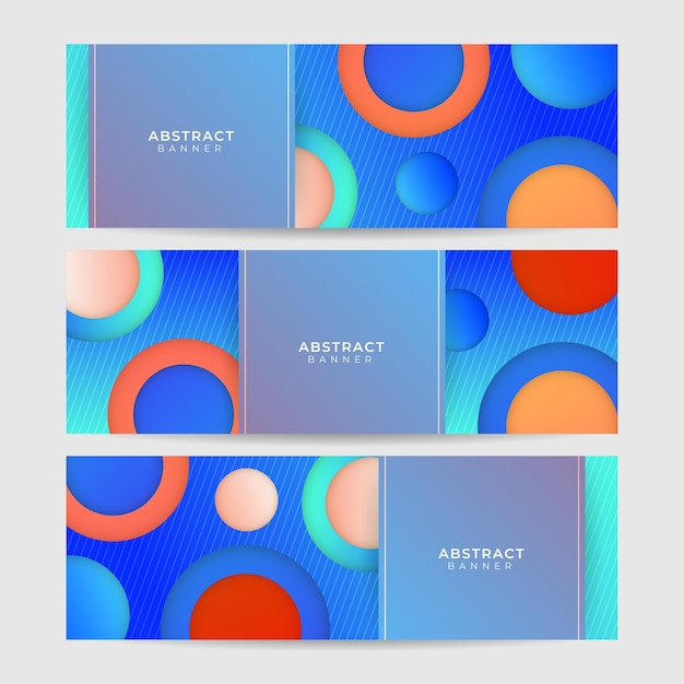 dynamic circle shape gradient blue orange colorful abstract design banner