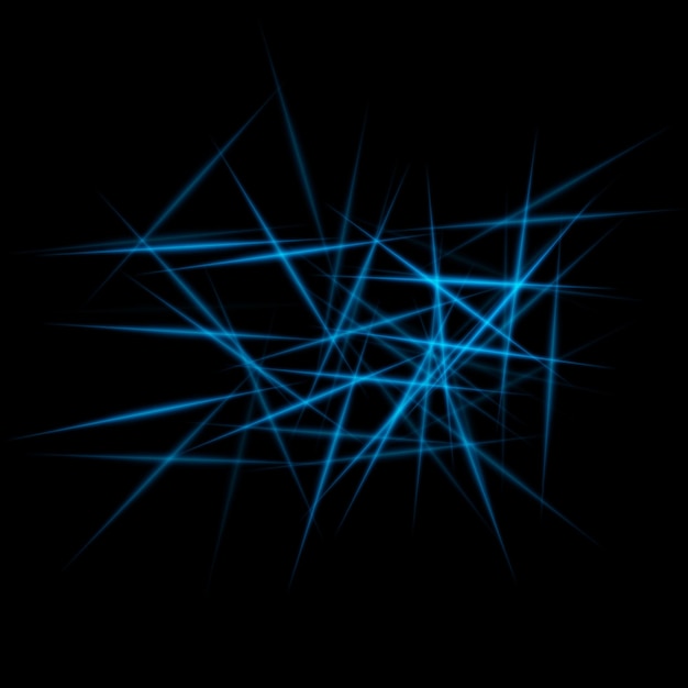 Dynamic intersecting blue laser beams on a dark background creating an intense and futuristic effect