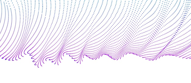 Dynamic wave transparent tulle textile on wind, particles flow, effect in motion. Vector abstract background. 3d shape dots blended mesh, relaxing calming wallpaper.