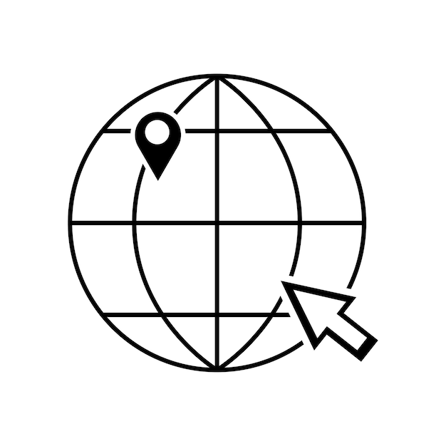 Earth arrow pin great design for any purposes. Mark location. Vector illustration.