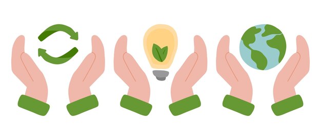 Ecology Eco icon set Save the planet save energy
