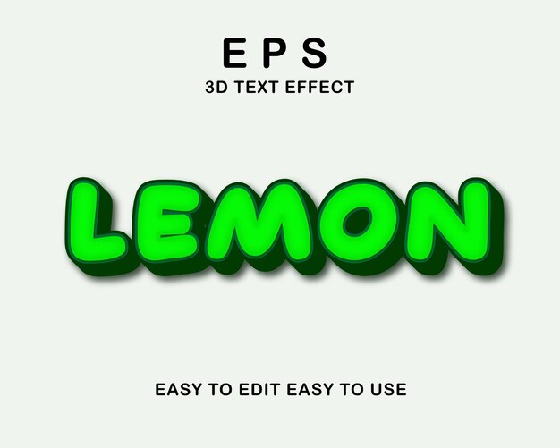 Editable 3d text style effect Lemon text effect Template