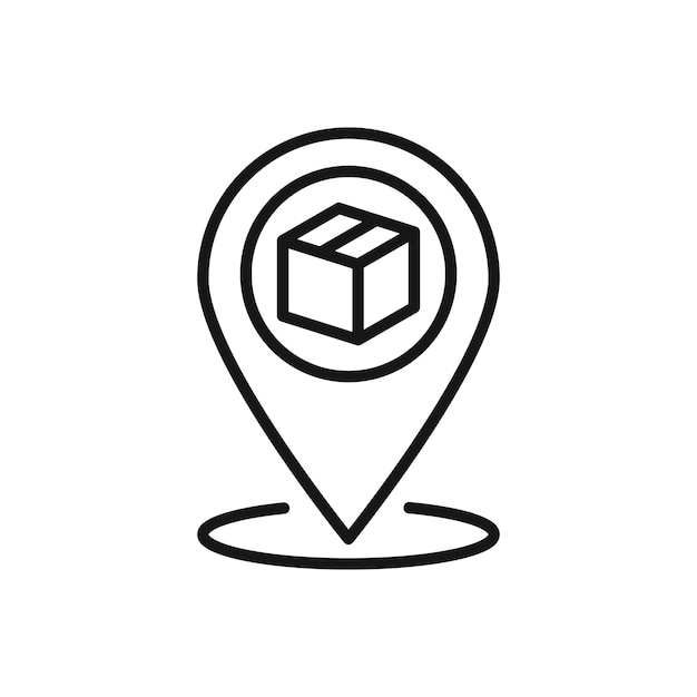 Editable Icon of Delivery Tracking Service Location Pointer With Box Vector illustration isolated on white background using for Presentation website or mobile app