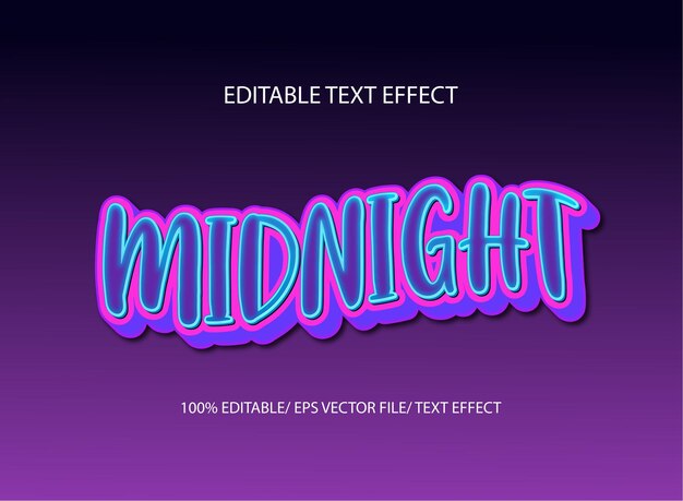 Editable midnight text effect 3d text effect