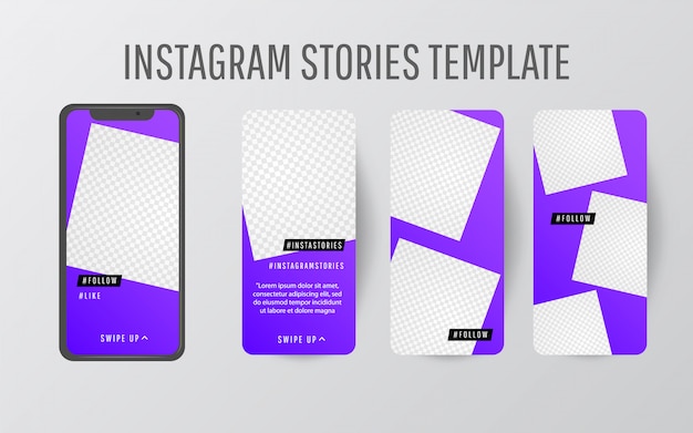 editable story template collection with trend color and triangular shapes