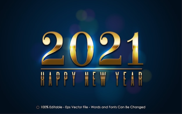Editable text effect, 2021 happy new year style