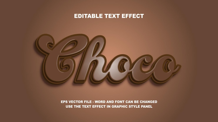 Vektor editable text effect choco 3d vector template