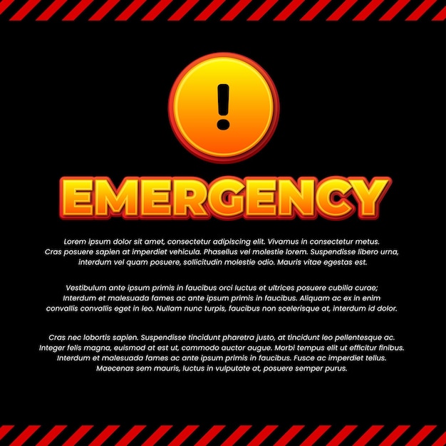 Editable text effect dynamic gradient Emergency announcement deep black background vector