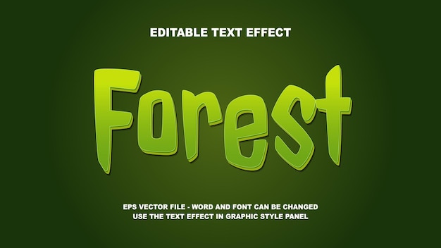 editable text effect forest 3d vector template