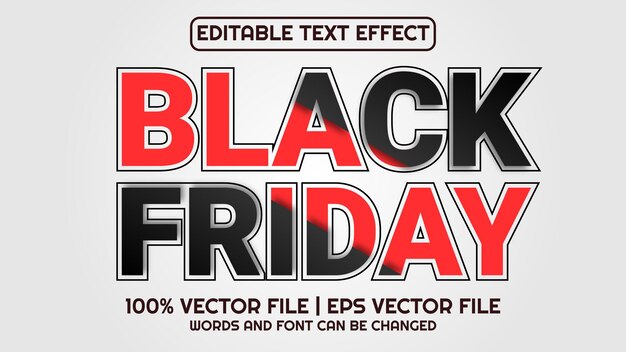 Editable text effect modern 3d black friday and minimal font style