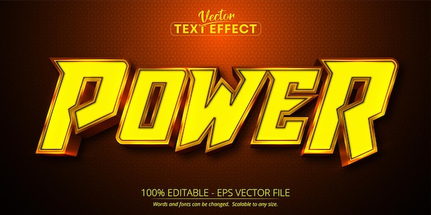 editable text effect power text cartoon text style