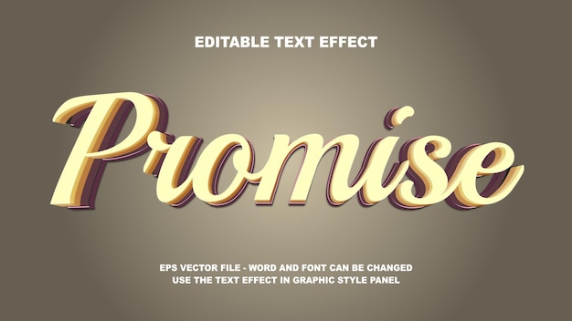 editable text effect promise 3d vector template