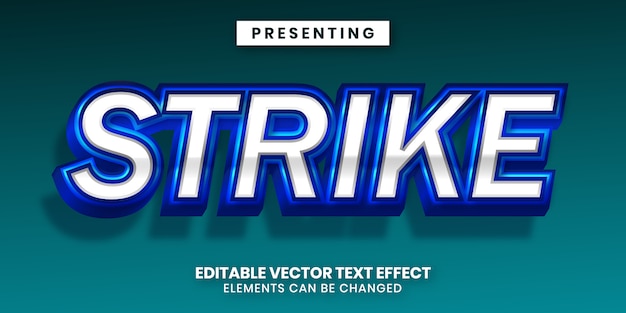 Editable text effect shiny metal game title style