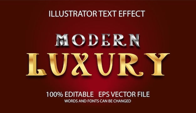 Editable text effect silver and gold Luxury style